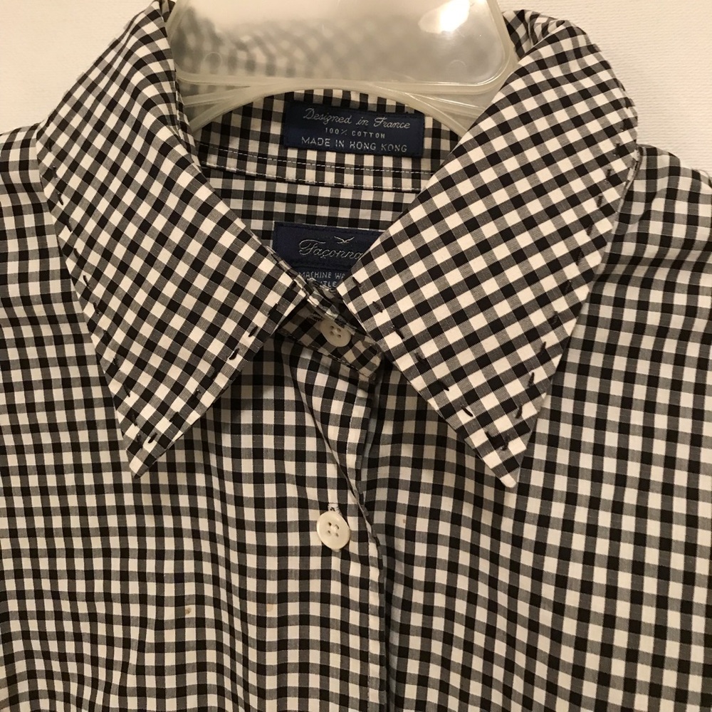 Faconnable Black and White Check Dress Shirt